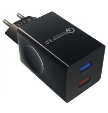 Зарядное устройство СЗУ More choice NC55QCa black для быстрого заряда, с кабелем Type-C, USB 1  5B - 3.0A (QC), USB 2  5B - 2.1A, черный                                                                                                                  