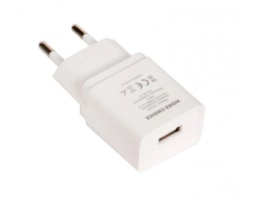 Зарядное устройство СЗУ More choice NC33 white USB, 5В/1А, USB-фонарик, без кабеля, белый