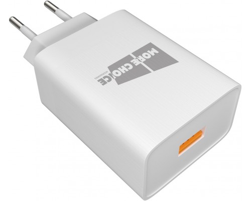 Зарядное устройство СЗУ More choice NC52QCi white 1х USB, 3.0A, QC3.0, с кабелем Lightning 8pin, USB-фонарик, белый