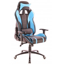 Игровое кресло Everprof Lotus S16 компьютерное, до 120 кг, экокожа, металл, черное/синее                                                                                                                                                                  