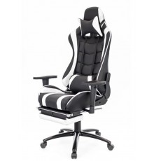 Игровое кресло Everprof Lotus S1 компьютерное, до 120 кг, экокожа, металл, подставка для ног, черное/белое                                                                                                                                                