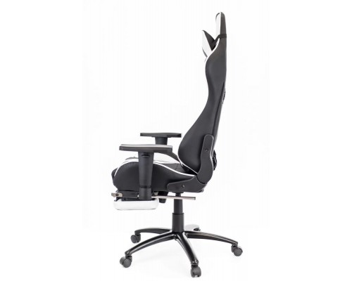 Игровое кресло Everprof Lotus S1 компьютерное, до 120 кг, экокожа, металл, подставка для ног, черное/белое