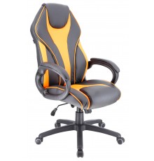 Игровое кресло Everprof Wing TM компьютерное, до 120 кг, экокожа, пластик, черное/оранжевое                                                                                                                                                               