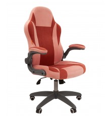 Игровое кресло Chairman game 55 00-07115875 компьютерное, до 120 кг ткань велюр Т-26 розовый/Т-28 бордо, пластик                                                                                                                                          