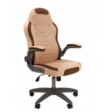 Игровое кресло Chairman game 50 00-07115873 компьютерное, до 120 кг, ткань велюр Т-6 св.бежевое/Т-14 коричневое, пластик                                                                                                                                  