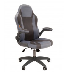 Игровое кресло Chairman game 55 00-07115876 компьютерное, до 120 кг ткань велюр Т-71 голубой/Т-55 серый, пластик                                                                                                                                          