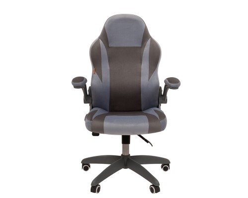 Игровое кресло Chairman game 55 00-07115876 компьютерное, до 120 кг ткань велюр Т-71 голубой/Т-55 серый, пластик