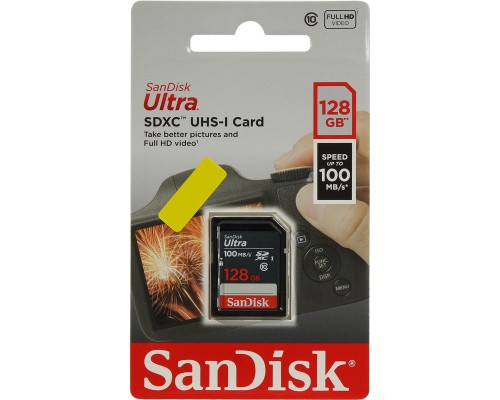 Карта памяти SanDisk Ultra SDSDUNR-128G-GN3IN SD, 128Gb, UHS-I Class 1 (U1), Class10, чтение до 100 Мб/с