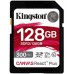 Карта памяти Kingston Canvas React Plus SDR2/128GB, Class10, 128Gb, SD, UHS-II (U3), V90, чтен  300 Мб/с, зап  260 Мб/с