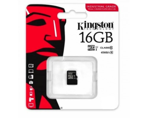 Карта памяти Kingston Industrial SDCIT2/16GBSP microSD, 16Gb, Class10, UHS-I, U3, V30, A1, чтение  100 Мб/с, без адаптера