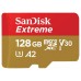 Карта памяти SanDisk Extreme SDSQXAA-128G-GN6MA microSD, 128Gb, UHS-I (U3), Class 10, чтение до 190 Мб/с, с адаптером