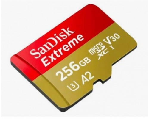 Карта памяти SanDisk Extreme SDSQXAV-256G-GN6MN microSD, 256Gb, UHS Class 3, Class 10, чтение до 190 Мб/с, без адаптера