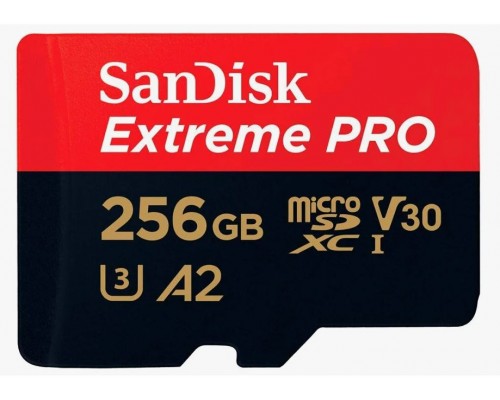 Карта памяти SanDisk Extreme SDSQXAV-256G-GN6MN microSD, 256Gb, UHS Class 3, Class 10, чтение до 190 Мб/с, без адаптера