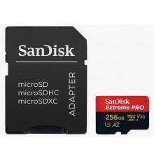 Карта памяти SanDisk Extreme PRO SDSQXCD-256G-GN6MA microSD, 256Gb, UHS Class 3, Class 10, чтение до 170 Мб/с, с адаптером                                                                                                                                