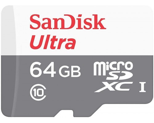 Карта памяти SanDisk Ultra SDSQUAB-064G-GN6MN microSD, 64Gb, UHS-I (U1), Class 10, чтение до 120 Мб/с, без адаптера