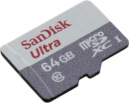 Карта памяти SanDisk Ultra SDSQUAB-064G-GN6MN microSD, 64Gb, UHS-I (U1), Class 10, чтение до 120 Мб/с, без адаптера