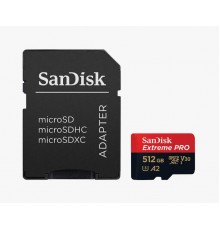 Карта памяти SanDisk Extreme PRO SDSQXCD-512G-GN6MA microSD, 512Gb, UHS Class 3, Class 10, чтение до 170 Мб/с, с адаптером                                                                                                                                