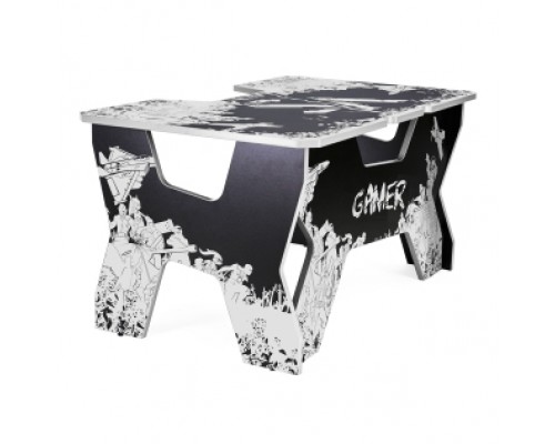 Компьютерный стол Generic Comfort Gamer2/VS/NW (150х90х75h см) ЛДСП Е1, цвет  черный с белым рисунком