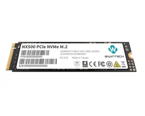 Накопитель BiwinTech NX500 82P1B9#G SSD, M.2, 512Gb, PCI-E 3.0 x4, чтение  2000 Мб/сек, запись  1600 Мб/сек, 3D NAND, 290 TBW