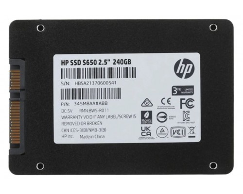 Накопитель HP S650 Series 345M8AA SSD, 2.5