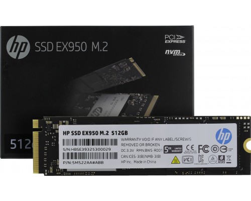 Накопитель HP EX950 Series 5MS22AA SSD, M.2, 512Gb, PCI-E x4, чтение  3400 Мб/сек, запись  2100 Мб/сек, 3D NAND, 320 TBW