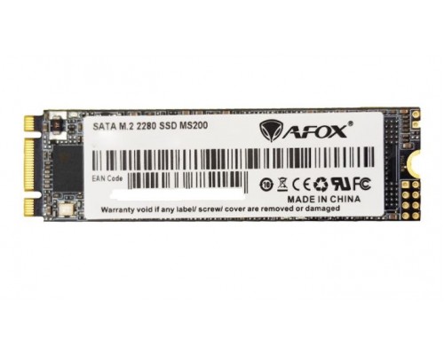 Накопитель AFOX MS200 MS200-250GN SSD, M.2, 250Gb, SATA-III, чтение  550 Мб/сек, запись  500 Мб/сек, 3D NAND