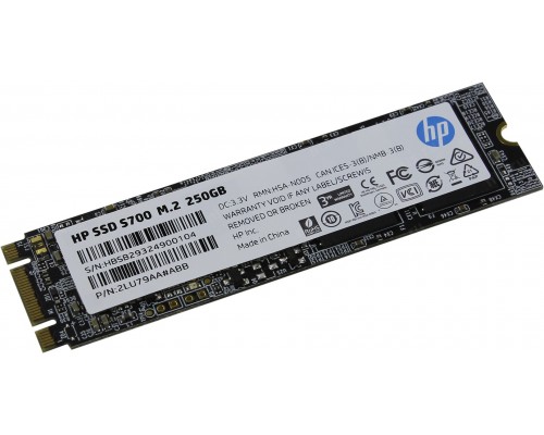 Накопитель HP S700 Series 2LU79AA SSD, M.2, 250Gb, SATA III, чтение  560 Мб/сек, запись  510 Мб/сек, 3D NAND, 145 TBW