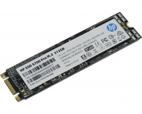 Накопитель HP S700 Pro Series 2LU76AA SSD, M.2, 512Gb, SATA III, чтение  564 Мб/сек, запись  504 Мб/сек, 3D NAND, 340 TBW