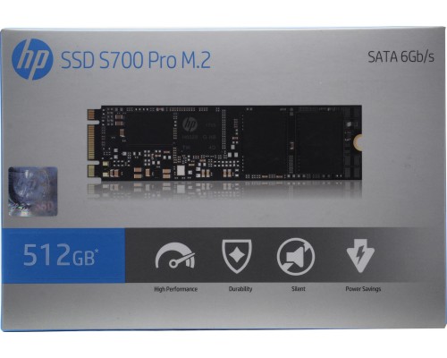 Накопитель HP S700 Pro Series 2LU76AA SSD, M.2, 512Gb, SATA III, чтение  564 Мб/сек, запись  504 Мб/сек, 3D NAND, 340 TBW