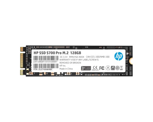 Накопитель HP S700 Pro Series 2LU74AA SSD, M.2, 128Gb, SATA III, чтение  563 Мб/сек, запись  436 Мб/сек, 3D NAND, 80 TBW