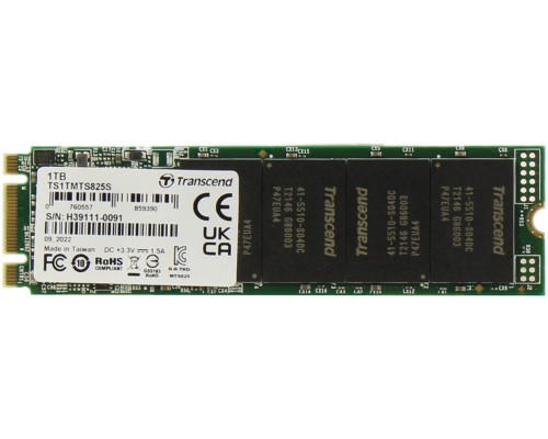 Накопитель Transcend MTS825 TS1TMTS825S SSD, M.2, 1.0Tb, SATA-III, чтение  550 Мб/сек, запись  500 Мб/сек, 3D NAND, TRIM, 360 TBW