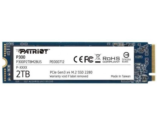 Накопитель Patriot P300 P300P2TBM28 SSD, M.2, 2.0Tb, PCI-E x4, чтение  2100 Мб/сек, запись  1650 Мб/сек, 3D NAND, 960 TBW