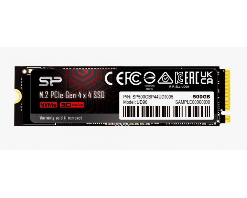 Накопитель Silicon Power UD90 SP500GBP44UD9005 SSD, M.2, 500Gb, PCI-E 4.0 х4, чтение  4800 Мб/сек, запись  4200 Мб/сек, 3D NAND, 300 TBW