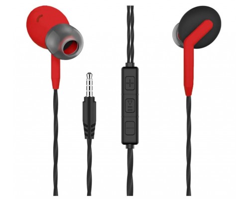 Наушники More choice G40 Red проводные, вкладыши, 20-20000 Гц, 16 Ом, 108 дБ, mini jack 3.5 мм, с микрофоном, черные/красные