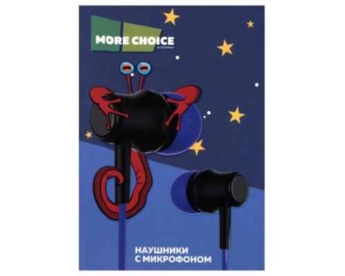 Наушники More choice G36 Blue проводные, вкладыши, 20-20000 Гц, 16 Ом, 100 дБ, mini jack 3.5 мм, с микрофоном, синие/черные