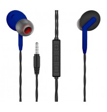 Наушники More choice G40 Blue проводные, вкладыши, 20-20000 Гц, 16 Ом, 108 дБ, mini jack 3.5 мм, с микрофоном, черные/синие                                                                                                                               