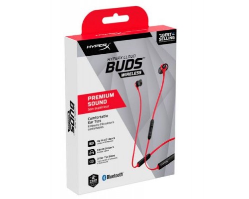 Наушники HyperX Cloud Buds HEBBXX-MC-RD/G беспроводные, вставные, 20-20000 Гц, 65 Ом, 104 дБ, Bluetooth, 14 мм с микрофоном, 100-7 200 Гц, -16 дБ, чехол, красные/черные