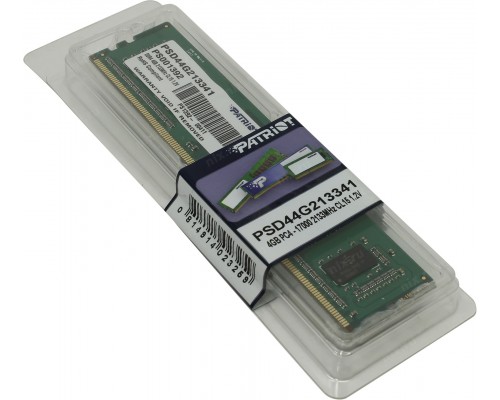 Оперативная память 4GB Patriot Signature PSD44G213341 DDR4, 2133 MHz, 17000 Мб/с, CL15, 1.2 В (DIMM)