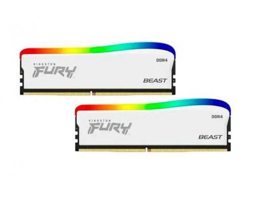 Оперативная память 32Gb Kingston Fury Beast White RGB KF436C18BWAK2/32 (2x16Gb KIT), DDR4, 3600 MHz, 28800 Мб/с, CL16, 1.35 В (DIMM)