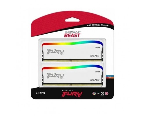 Оперативная память 32Gb Kingston Fury Beast White RGB KF436C18BWAK2/32 (2x16Gb KIT), DDR4, 3600 MHz, 28800 Мб/с, CL16, 1.35 В (DIMM)