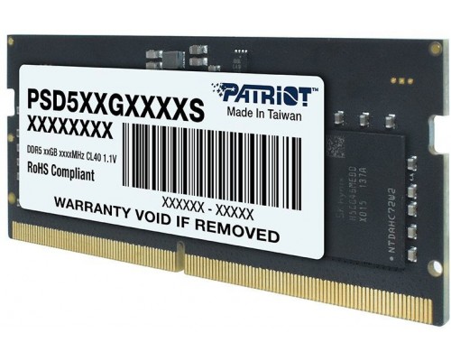 Оперативная память 8GB Patriot Signature Line PSD58G480041S DDR5, 4800 MHz, 38400 Мб/с, CL40, 1.1 В (SO-DIMM)