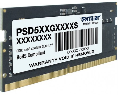 Оперативная память 8GB Patriot Signature Line PSD58G480041S DDR5, 4800 MHz, 38400 Мб/с, CL40, 1.1 В (SO-DIMM)