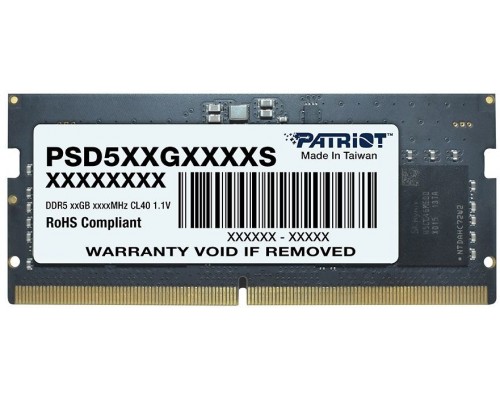 Оперативная память 8GB Patriot Signature Line PSD58G480041S DDR5, 4800 MHz, 38400 Мб/с, CL40, 1.1 В (SO-DIMM)