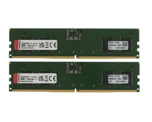 Оперативная память 16Gb Kingston KVR48U40BS6K2/16 (2x8Gb KIT) DDR5, 4800 MHz, 38400 Мб/с, CL40, 1.1 В (DIMM)