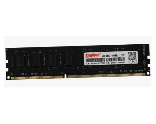 Оперативная память 4GB Kingspec KS1600D3P13504G DDR3, 1600 MHz, 12800 Мб/с, CL11, 1.35 В (DIMM)