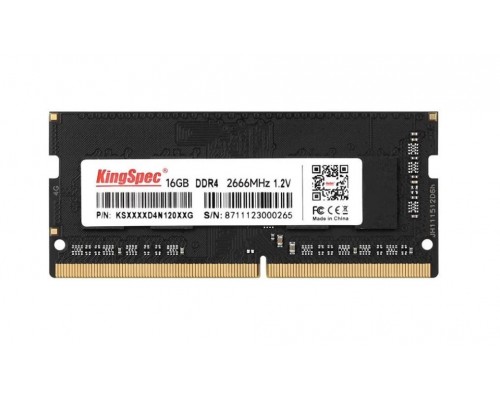 Оперативная память 16GB Kingspec KS2666D4N12016G DDR4, 2666 MHz, 21300 Мб/с, CL19, 1.2 В (SO-DIMM)