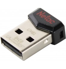 Флеш карта Netac UM81 NT03UM81N-064G-20BK 64Gb, USB2.0, Ultra compact, пластик, черная                                                                                                                                                                    