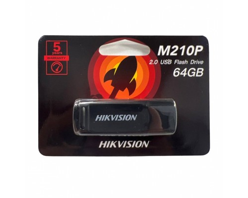 Флеш карта Hikvision M210P HS-USB-M210P/64G 64Gb, USB 2.0, с колпачком, пластик, черная