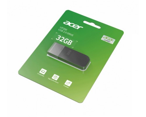 Флеш карта Acer UP200-32G-BL BL.9BWWA.510 black 32Gb, USB 2.0, с колпачком, пластик, черная