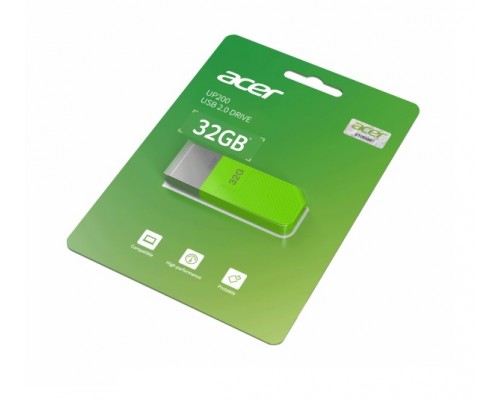 Флеш карта Acer UP200-32G-GR BL.9BWWA.543 green 32Gb, USB 2.0, с колпачком, пластик, зеленая